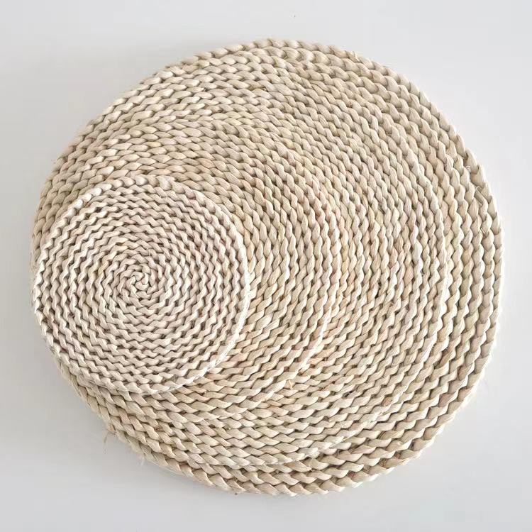 Japanese-style minimalist corn husk placemat, straw-woven placemat, homeware, thickened heat-resistant mat, hob mat, casserole mat, tea cup coaster