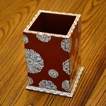 Mother-of-pearl inlay pen holder, stylish decorative item, corporate gift, pen case, Chinese-style velvet flower hairpin and hair ornament storage box