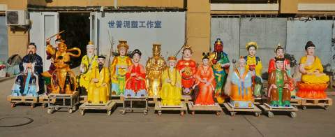 Handcrafted sculptures of Daoist and Buddhist figures
