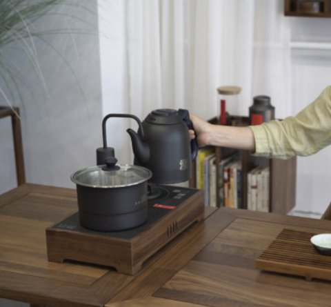 Zen-inspired New Chinese-style Kettle-and-Teapot Set, Taipei-Style Dark Walnut Tea Table, Japanese-Style Minimalist and Practical Tea Room Furniture