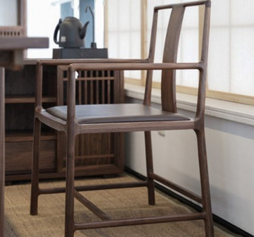 Round-arm chair, solid wood official’s hat chair, old elm Zen-style New Chinese-style black walnut Taishi chair, solid wood single antique-style armchair
