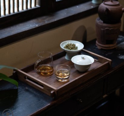 Zen-inspired Tray: Black Walnut New Chinese-Style Solid Wood Ceramic Minimalist Fruit Bowl, Tea Set, Tea Tray, Original Tea Room Dry-Steeping Tray
