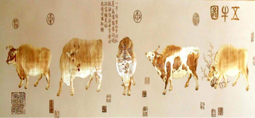 Straw Painting (Gold Medal: 'Five Cows')