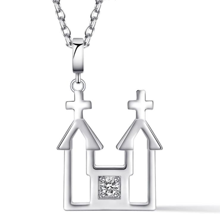 Ruqi Jewellery  A Century of Qingdao  Church  S925 Silver Topaz Pendant
