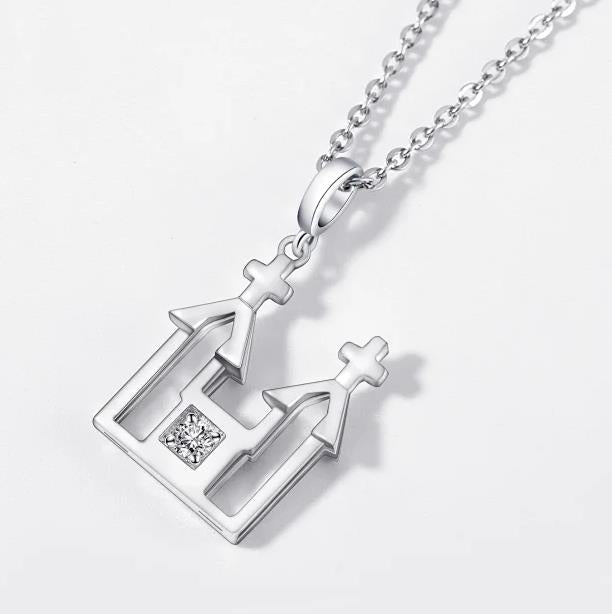 Ruqi Jewellery  A Century of Qingdao  Church  S925 Silver Topaz Pendant