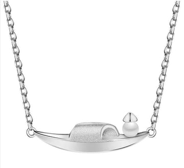 Ruqi Jewellery: A Century of Qingdao   Fishing Boat   S925 Silver Pearl Pendant