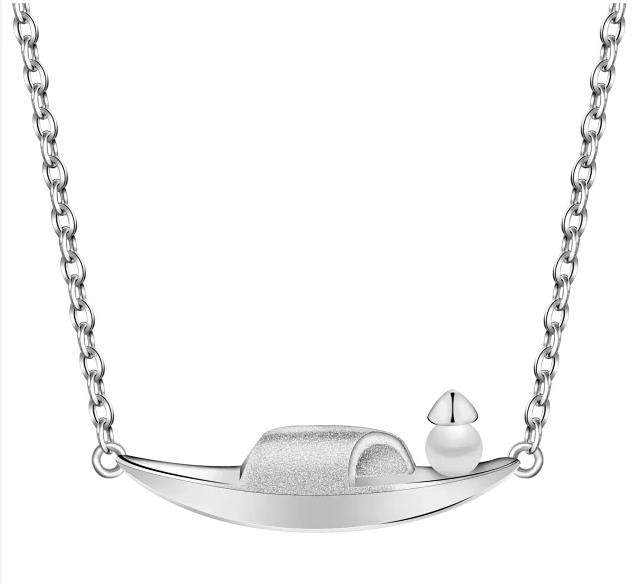 Ruqi Jewellery: A Century of Qingdao   Fishing Boat   S925 Silver Pearl Pendant