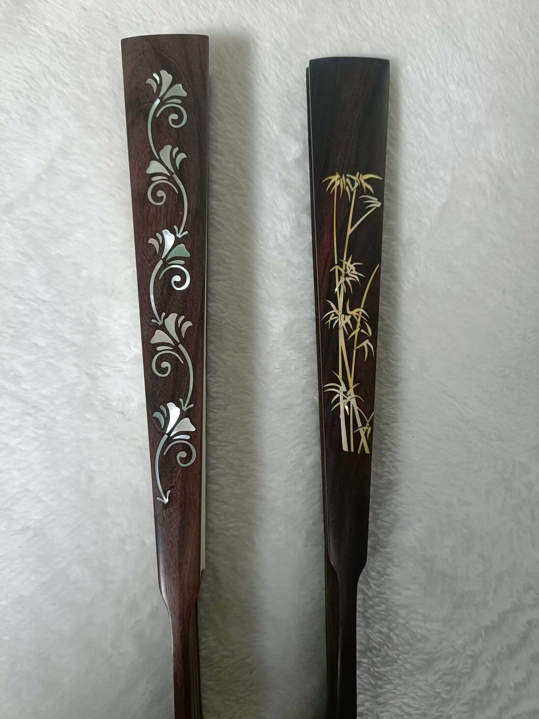 Dianbei Family  Rosewood Folding Fan with Mother-of-Pearl Inlay