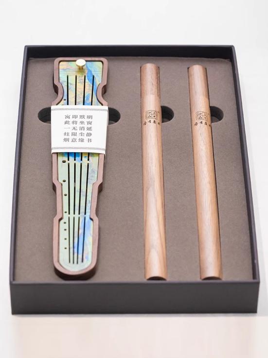 ‘A Thousand Miles of Rivers and Mountains: A Guqin Tale’ – Shadow and Flow Collection: Incense Sticks and Walnut Incense Box Set – Natural Plant-Based Incense