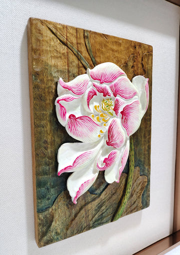 Painted Wood Carving: ‘The Charm of Qi and the Grace of the Lotus’