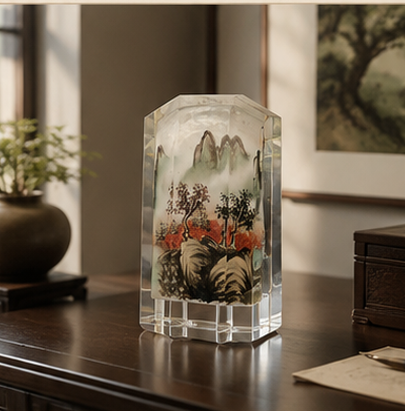 Inlaid Crystal Artwork: ‘Autumn Foliage at Fragrant Hills’